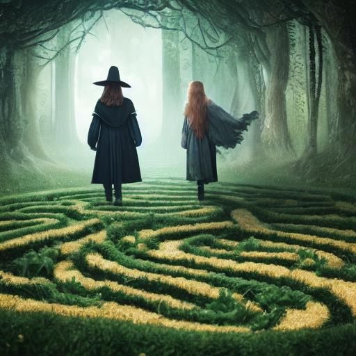 Witch Sisters Lost in a Magical Labyrinth