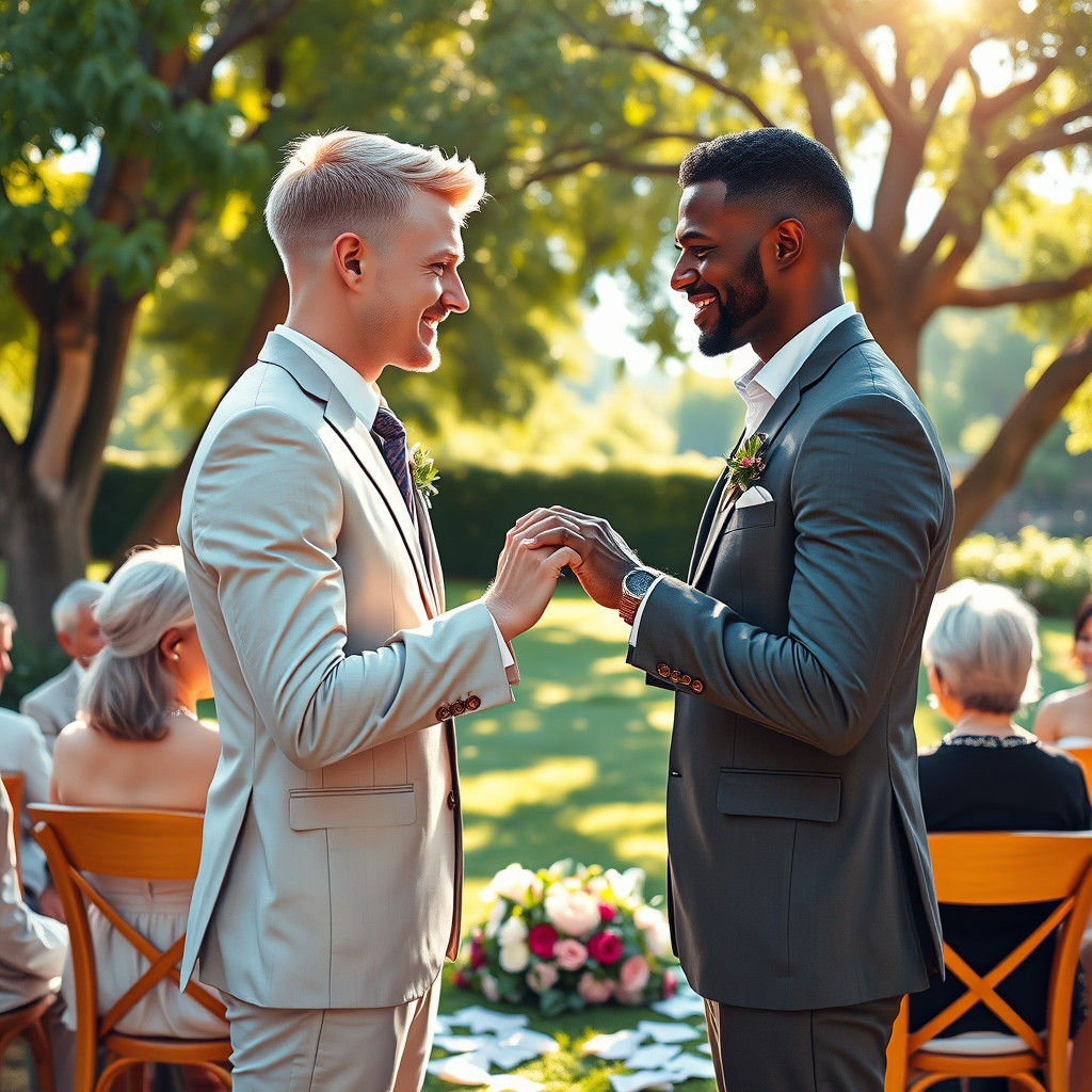 Gay Couple Wedding Ceremony as Impressionist Painting
