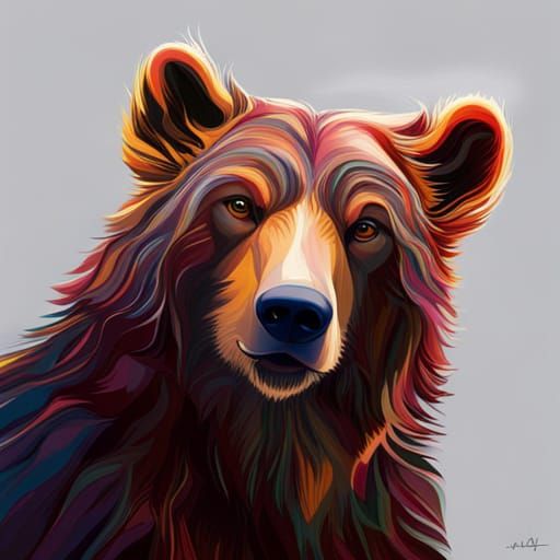 Hyperrealistic Bear Portrait in Splash Art Style