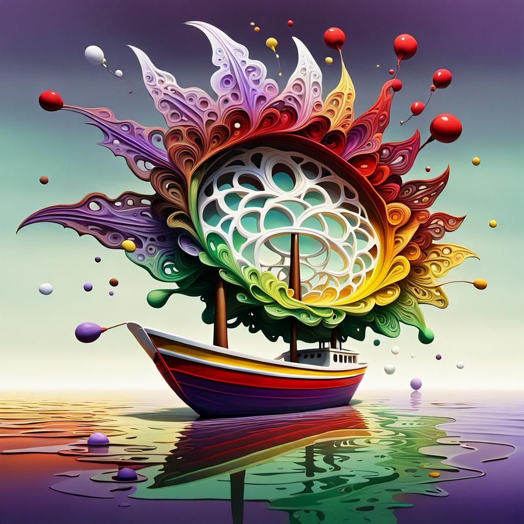 Fantasy Island Boat with Volumetric Lighting