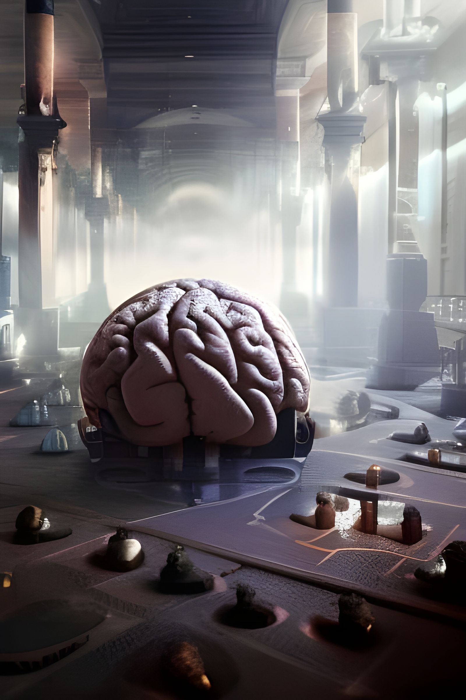 Detailed Human Brain in Dramatic Digital Painting