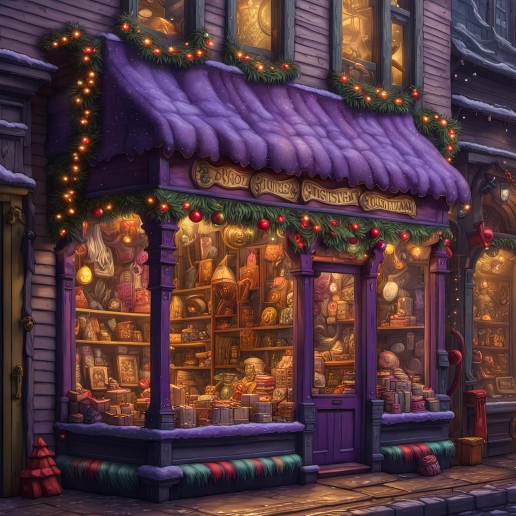 Lovecraftian Christmas Toy Shop in Dark Fantasy Style