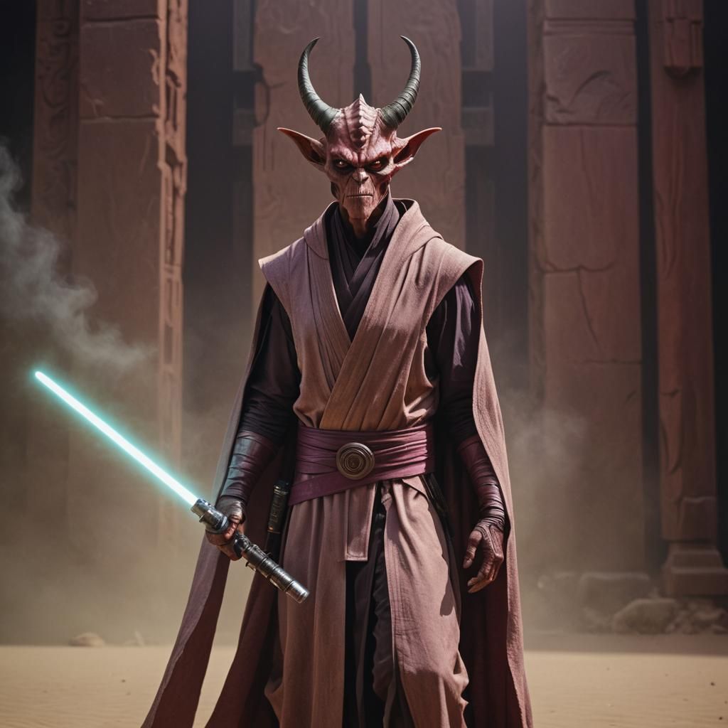 Ferocious Horned Alien Sith Warrior with Lightsaber