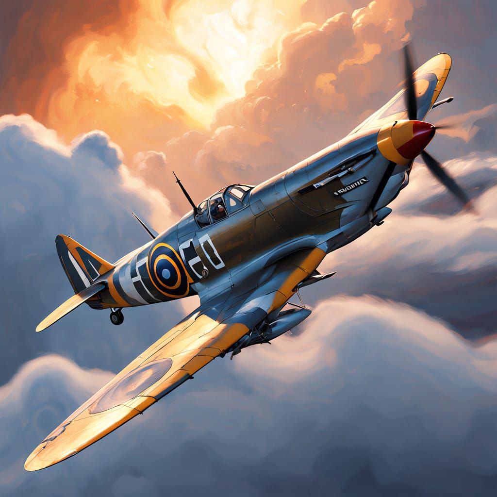 Hyper-Realistic WWII Spitfire Soars Through Cumulus Clouds