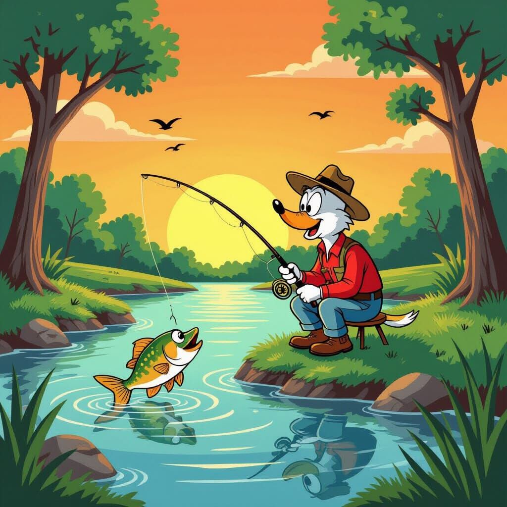 Fishin hole  chuck jones style