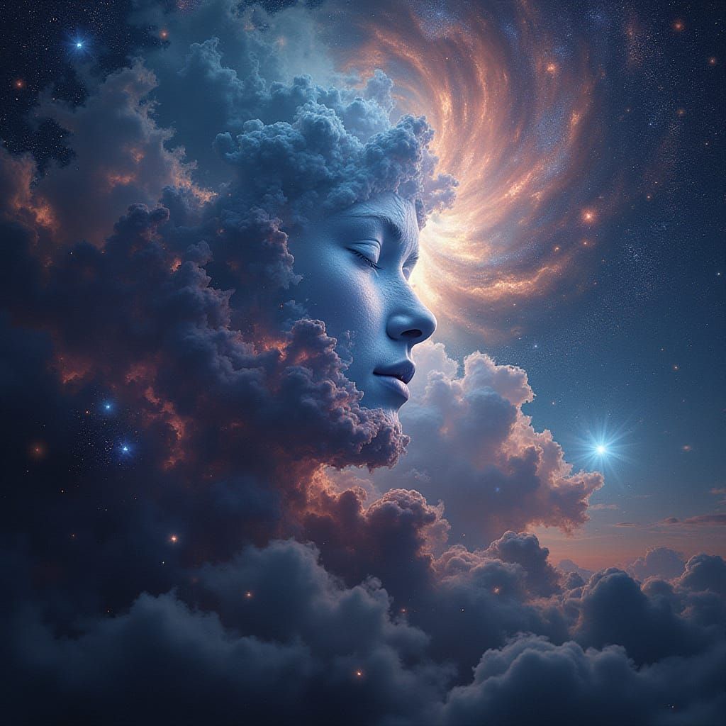 Cosmic Faces Emerge from Nebulae in Hyperrealistic Digital A...