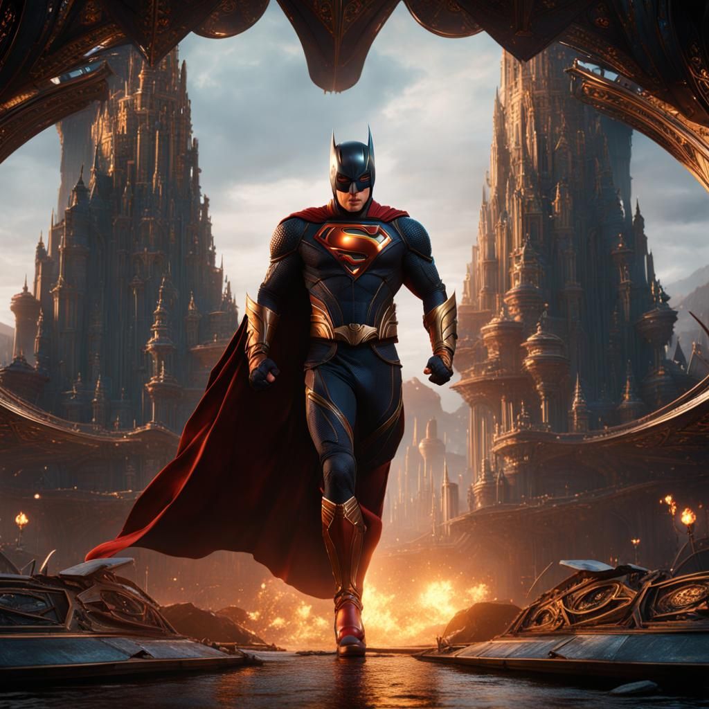 Superhero Movie Character in Detailed Matte Painting