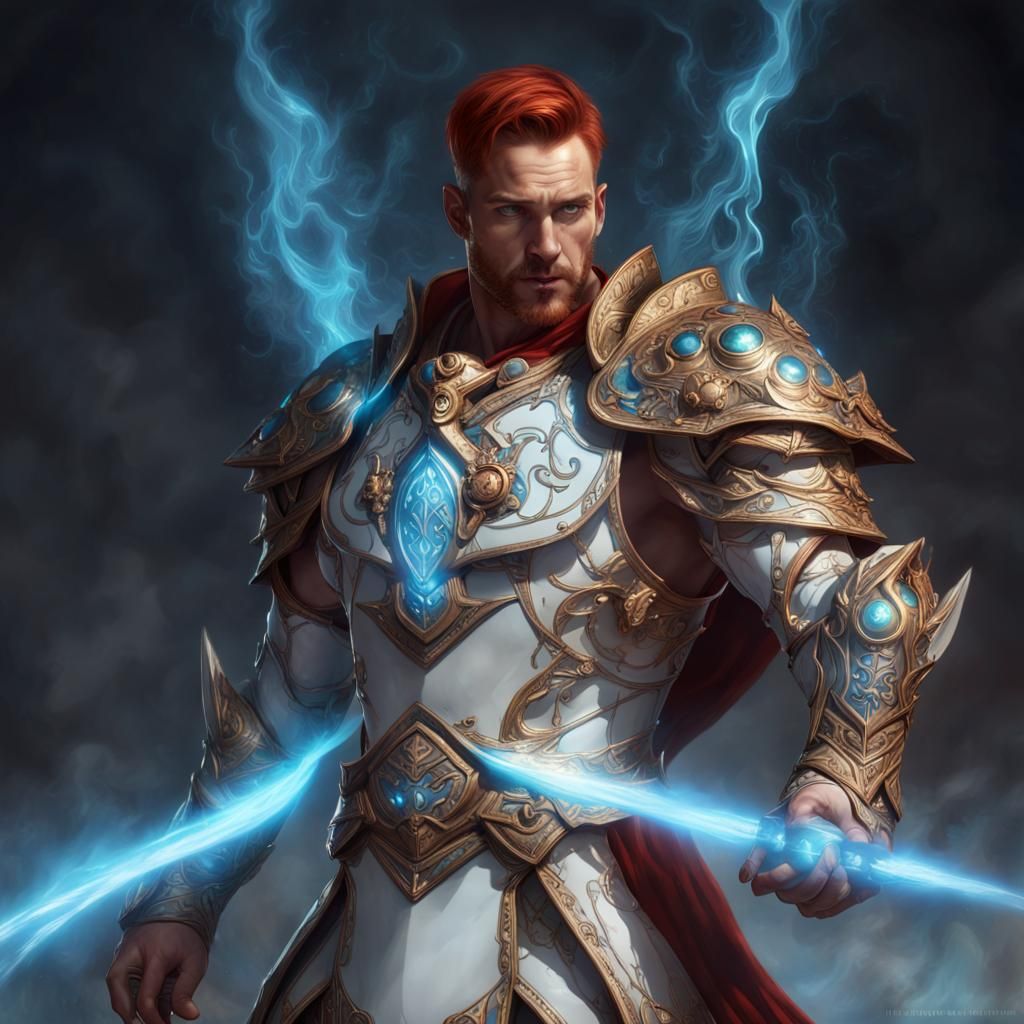 Evil Paladin Casting Spell in Ornate Armor