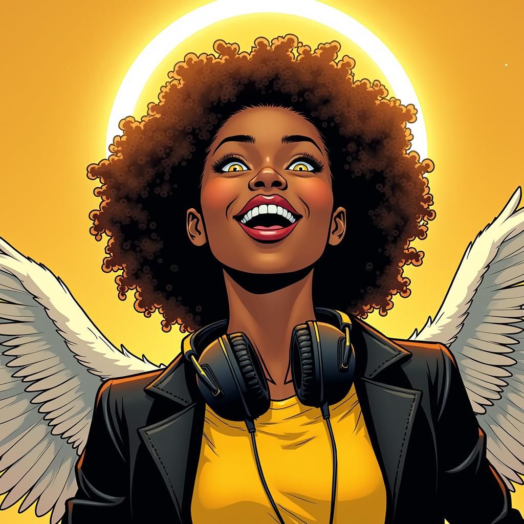 African-American Angel in Comic Book Style