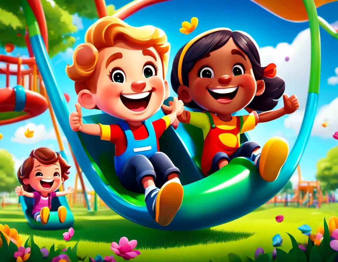 Children on amusement park ride