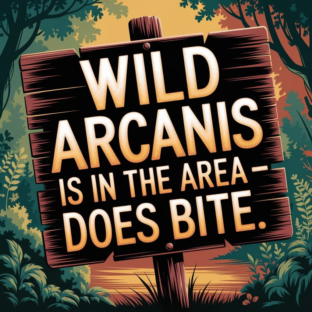 Vibrant Arcanis Sign in a Lush Forest