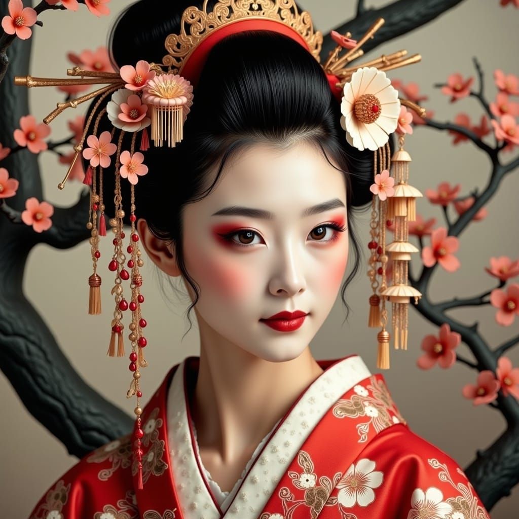 Hyperreal Geisha Portrait