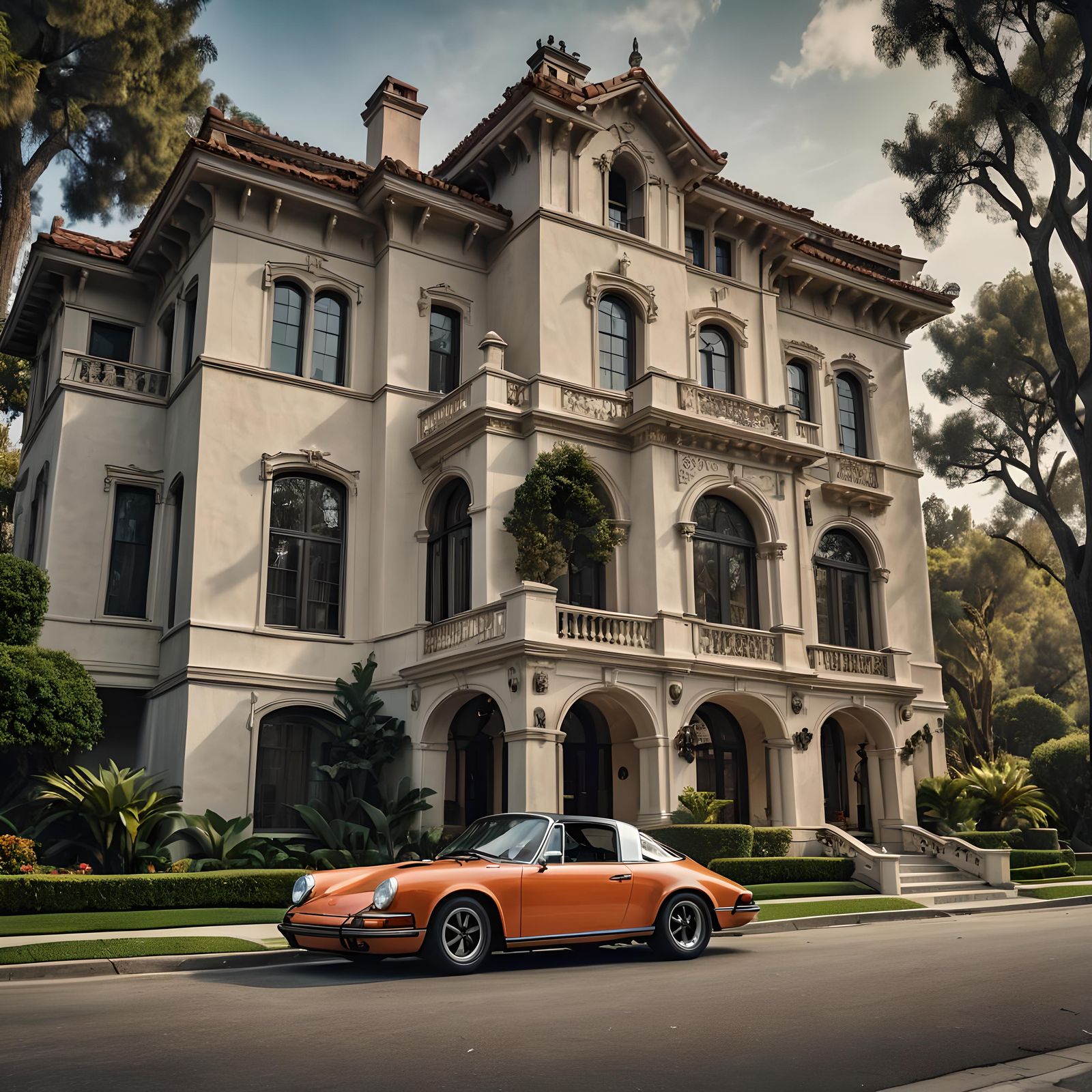 Beverly Hills Mansion with a Porsche 911 Targa