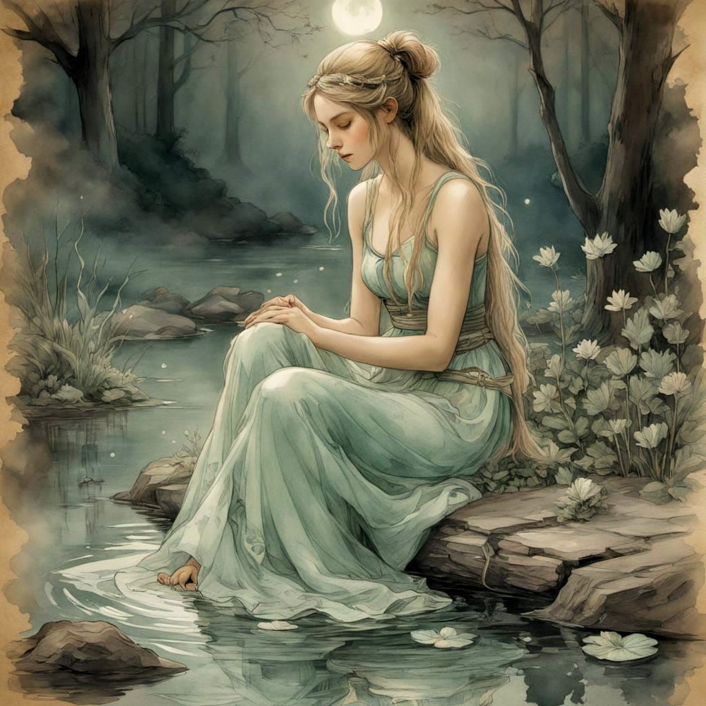 Norse Goddess in Whimsical Watercolor