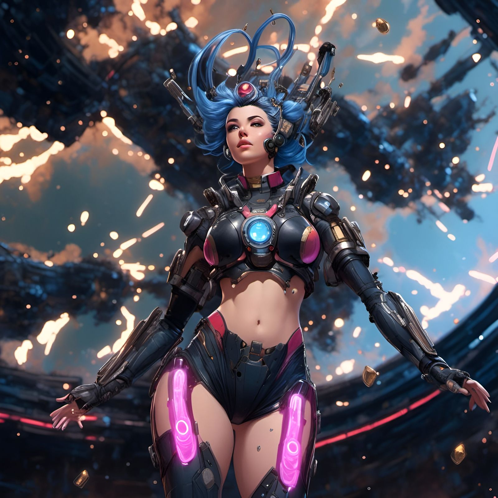 Rampart in Holographic Cyberpunk Style