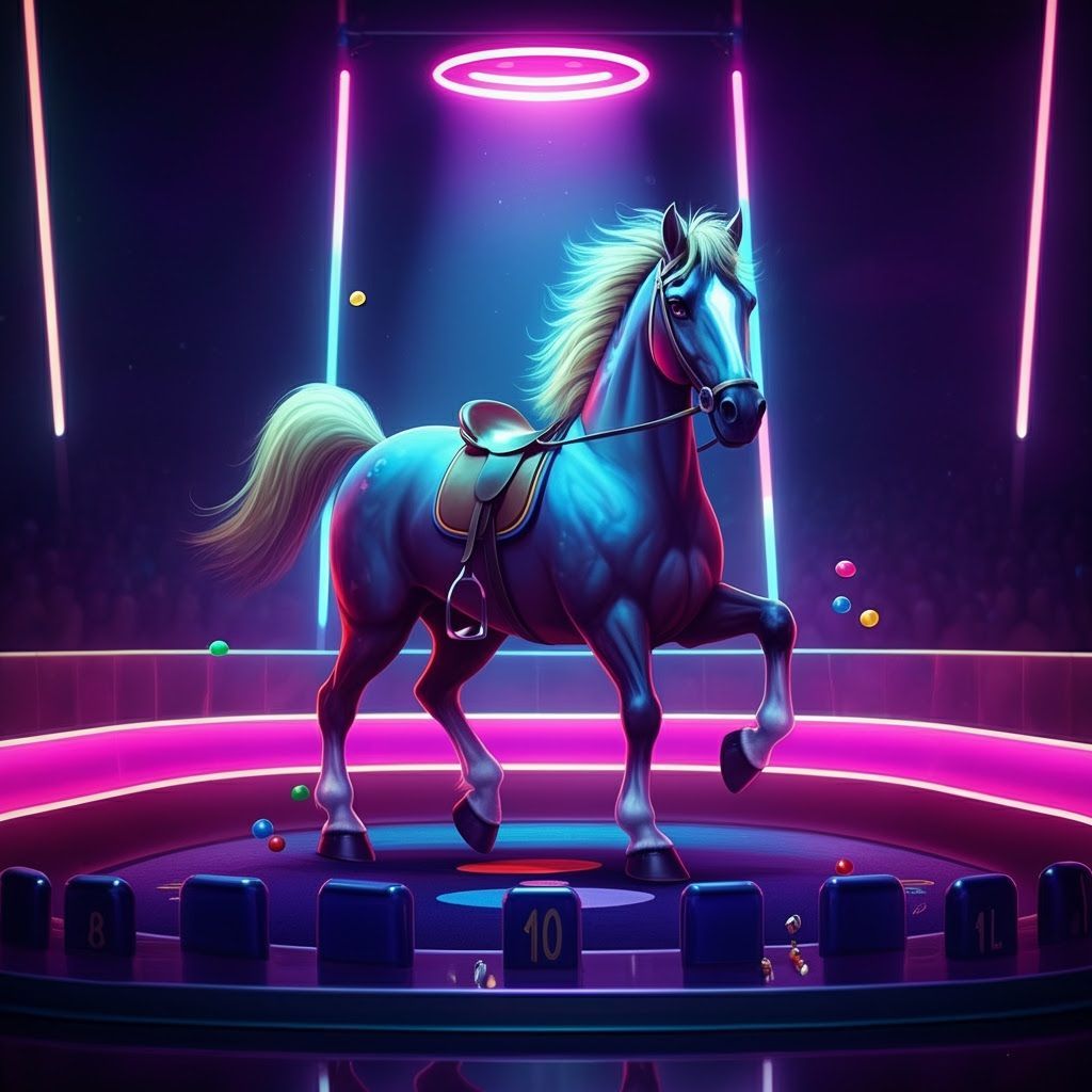 Neon Horse in Vaporwave Plinko Arena
