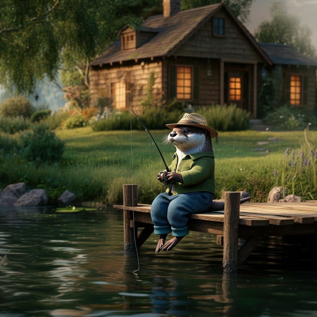 Otter Fisherman at Pondside Cottage, Natural Light