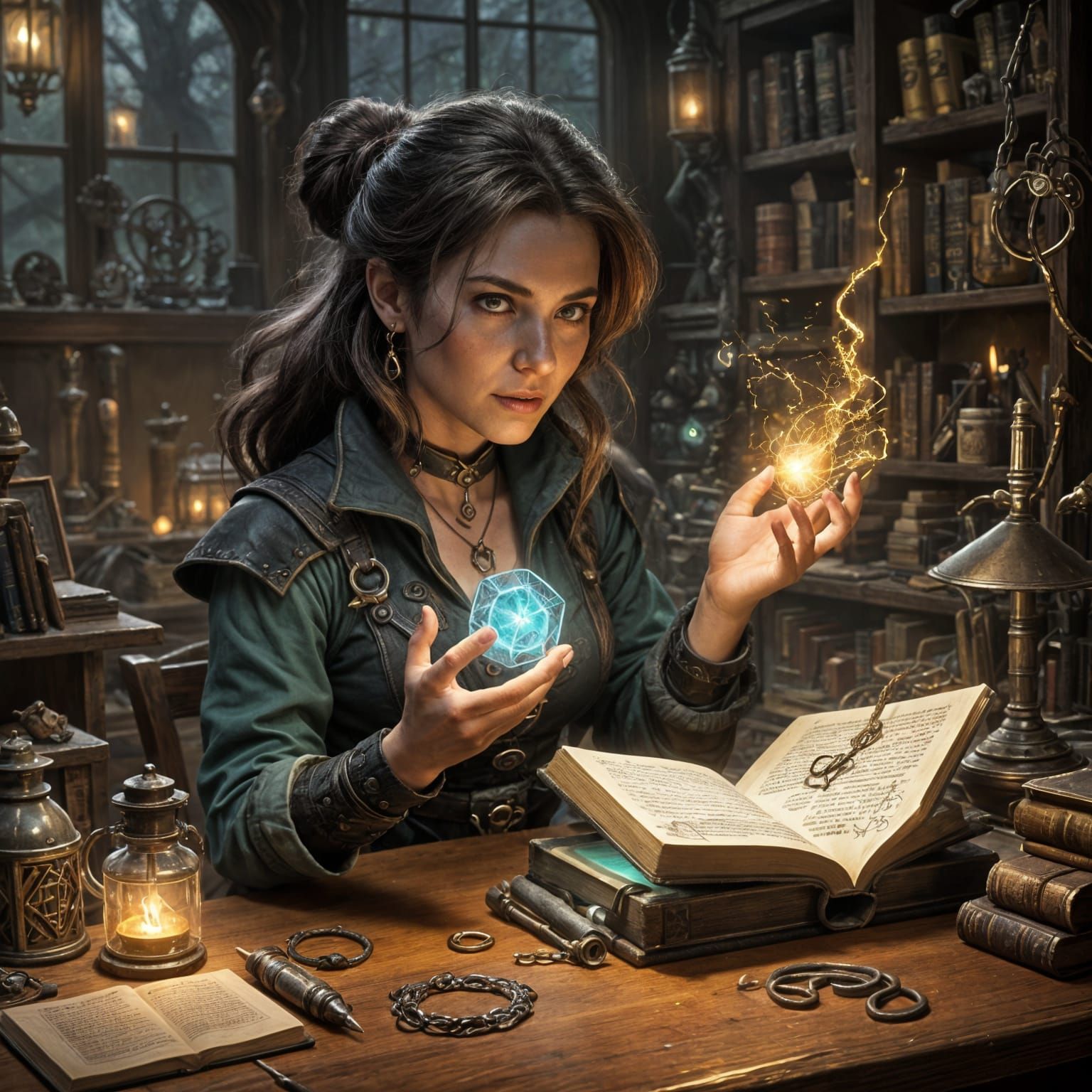 Fantasy Art: Hex Mechanic Repairing Magical Devices