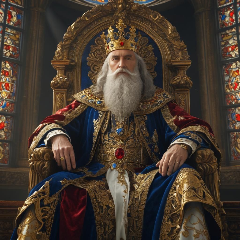 Baroque King Portrait in Ornate Chamber