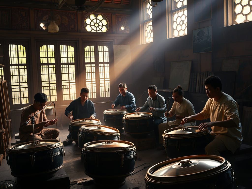 Ethereal Gamelan Ensemble in an Art Studio
