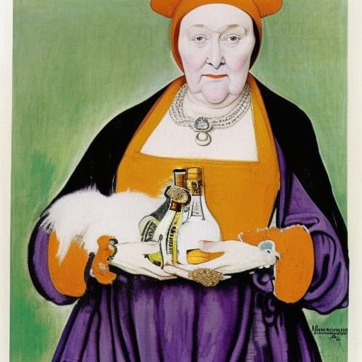 Champagne Still Life in Holbein-Matisse Style