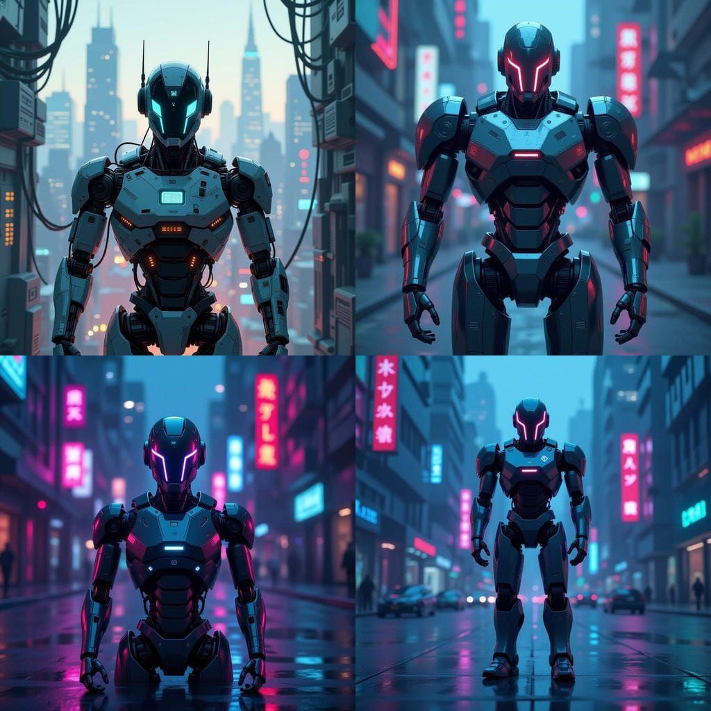 Futuristic Robot Design with Metallic Finish