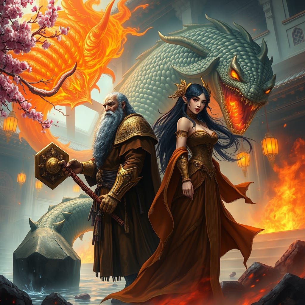 Cleric and Elementalist Unite Against Kappa in Dark Fantasy ...