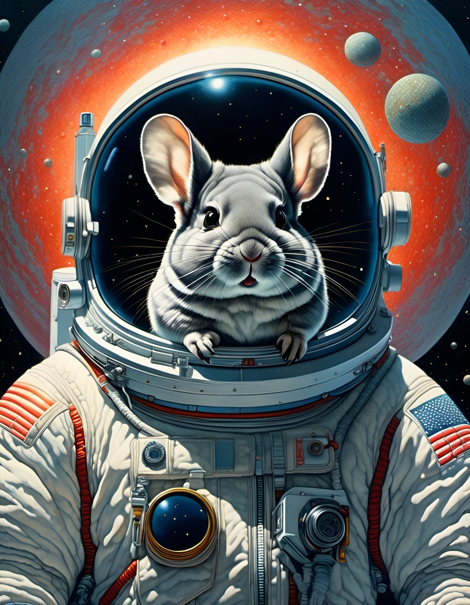 Chinchilla in Space: Romantic Digital Painting