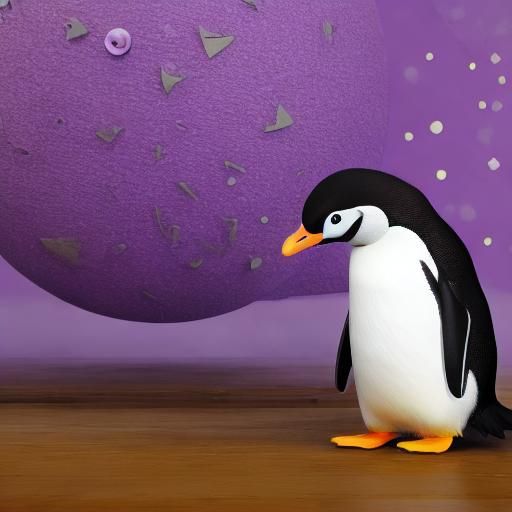 Cute Girl Penguin in Detailed Matte Painting
