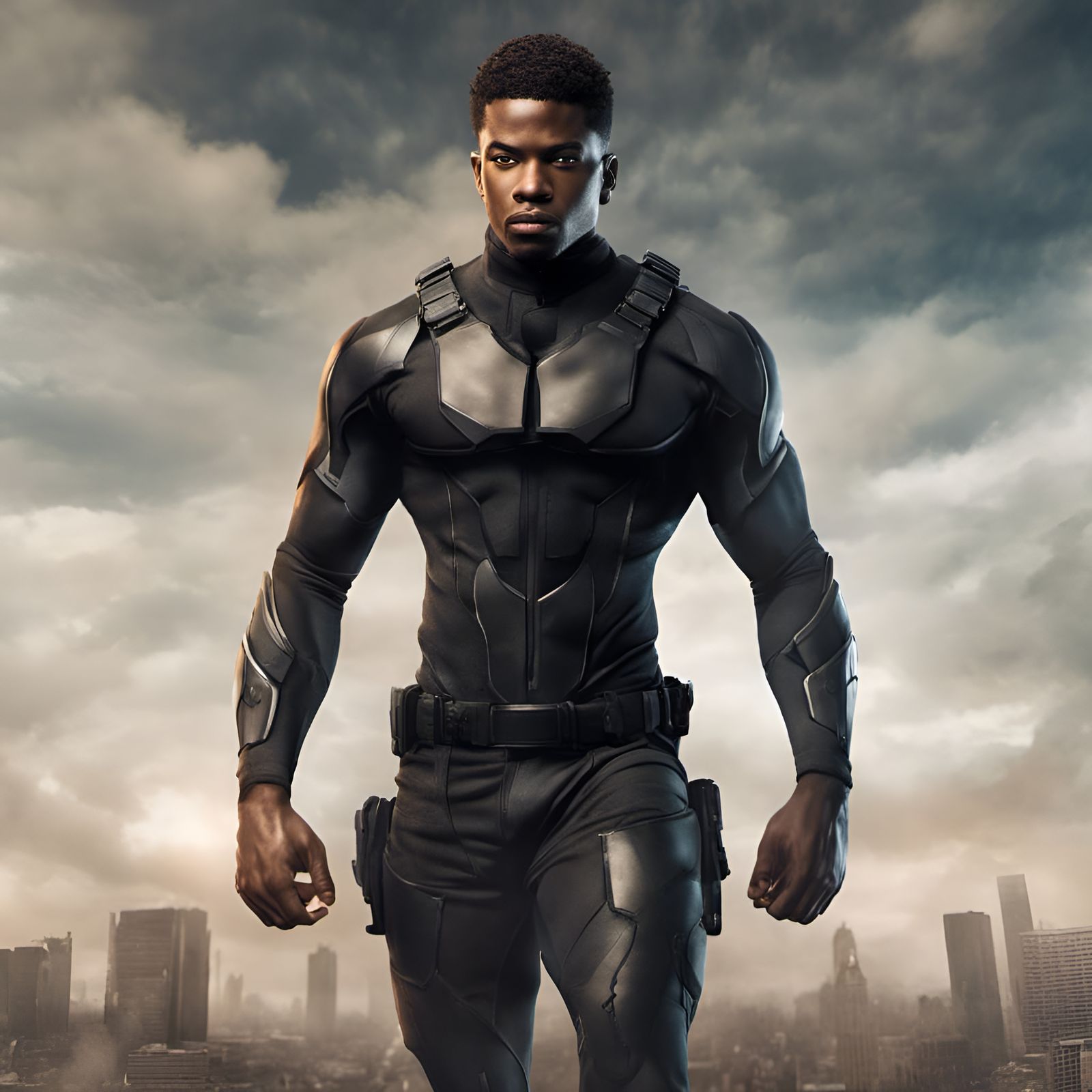 African American Hero in Stealth Suit