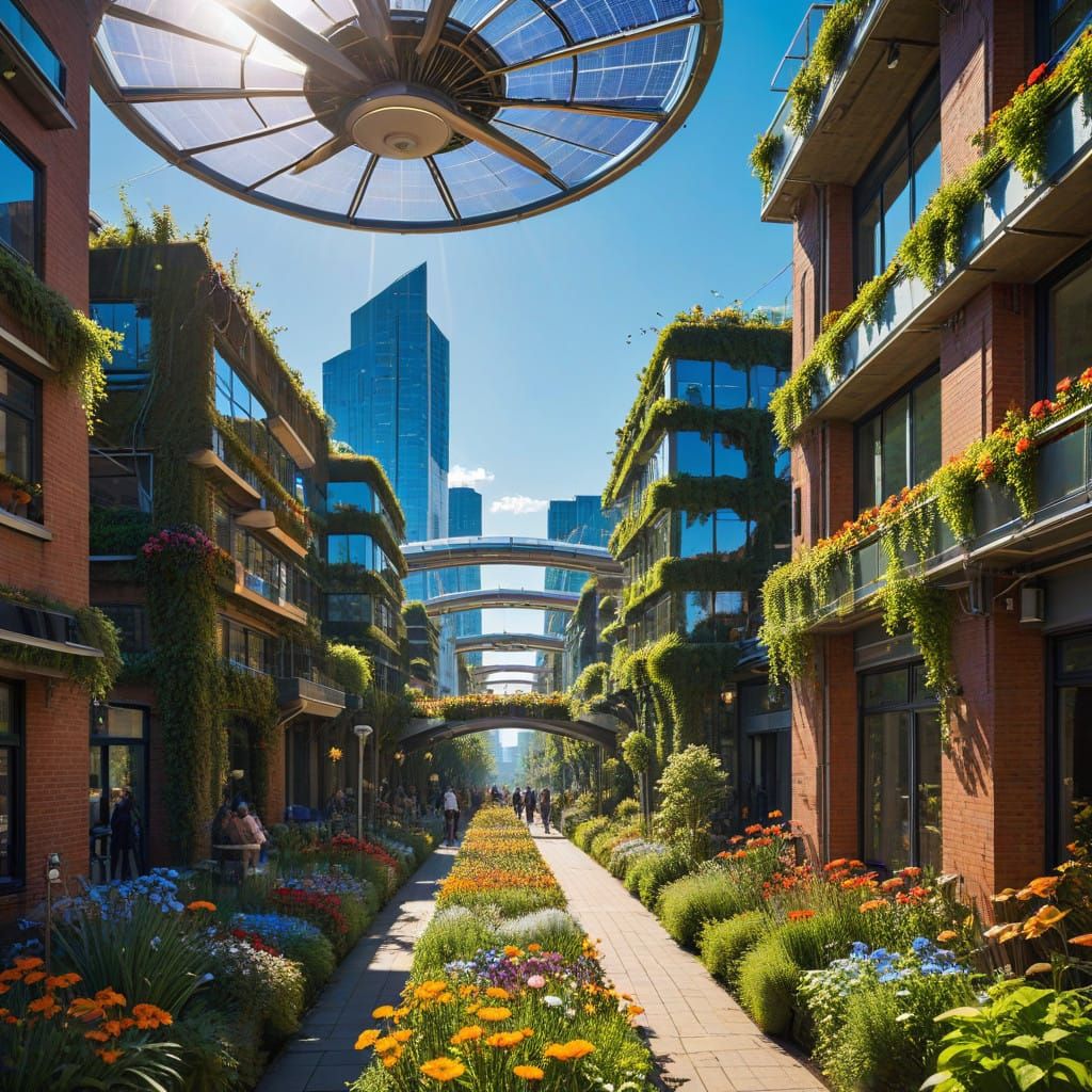Solarpunk Cityscape Radiates Sustainable Harmony