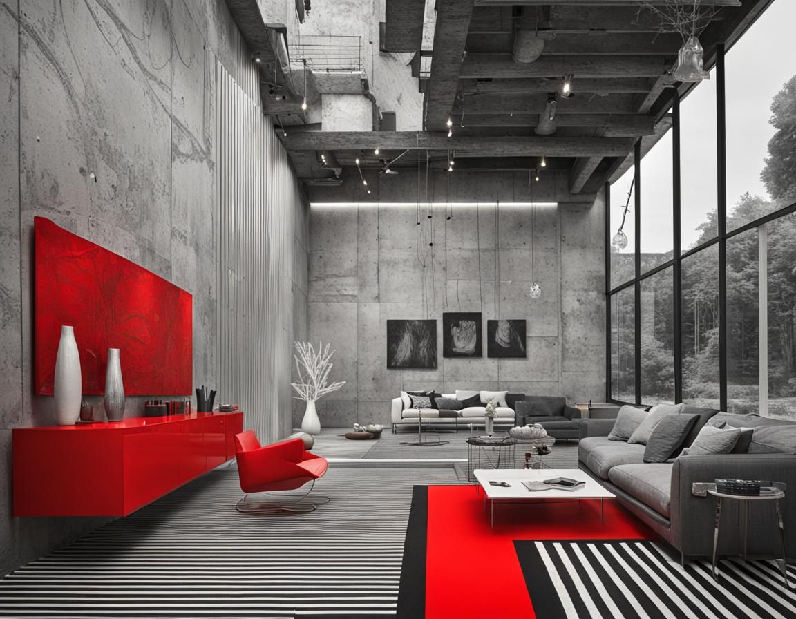 Monochrome Image with Vivid Red Focal Point