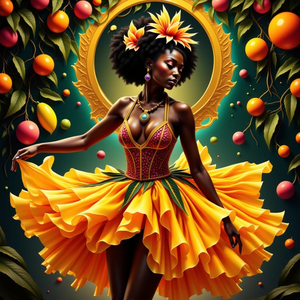 Josephine Baker in Fruit Costume, Art Deco Style