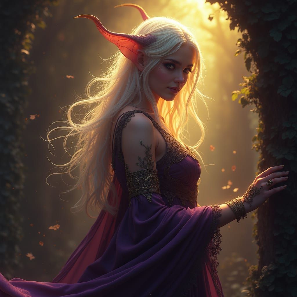 Albino Elf Maiden in Dark Fantasy Style