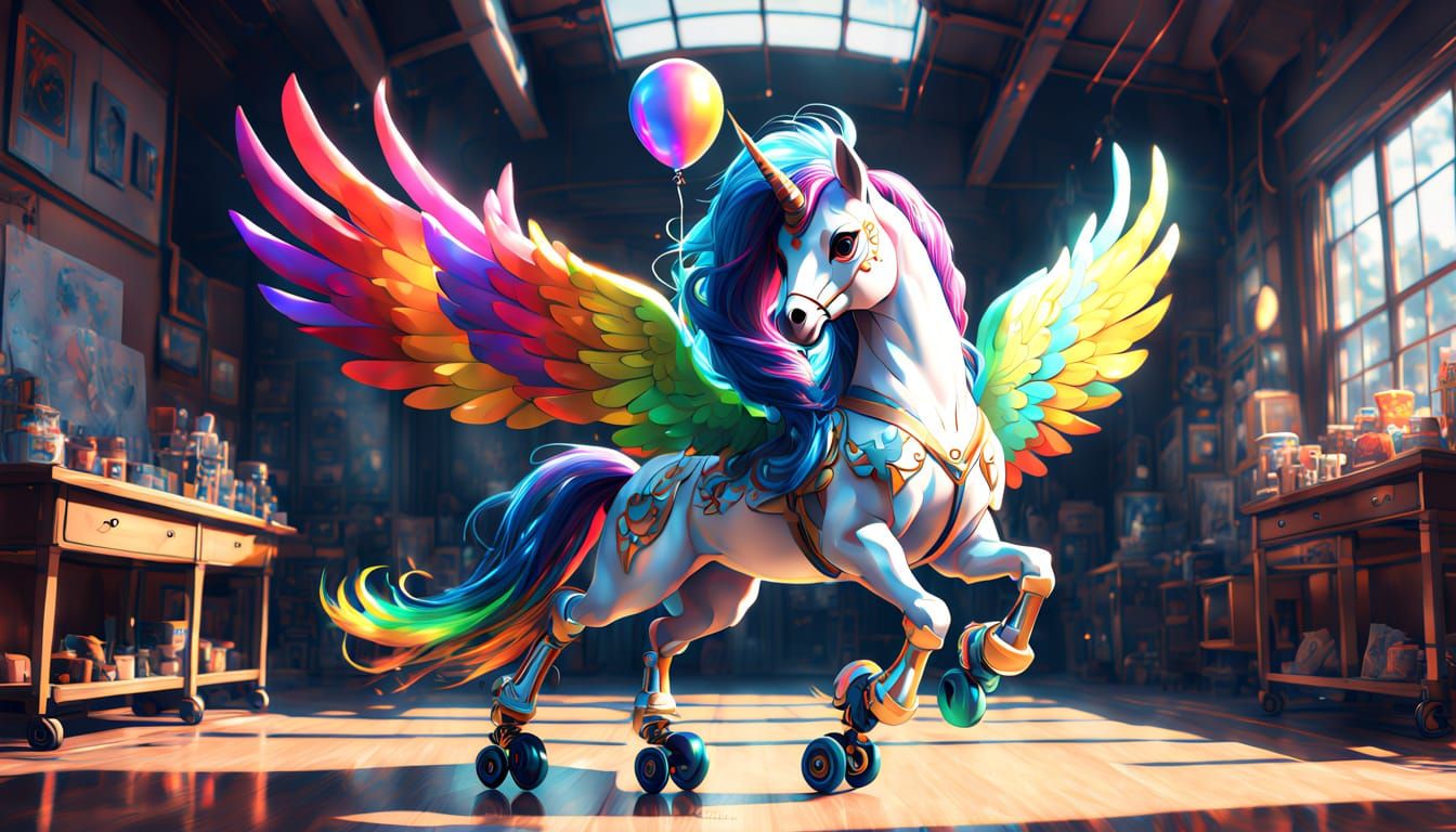 Rainbow Pegasus with Balloon Wings in Candy Art