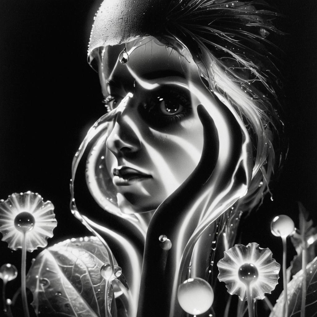 Dew Drop Reflects Surreal Dreamscape in Hyperrealistic Style