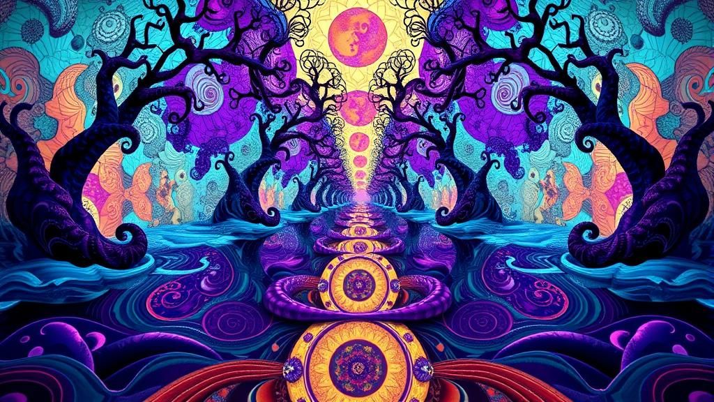 Surreal Purple Portrait in Japanese Art Style