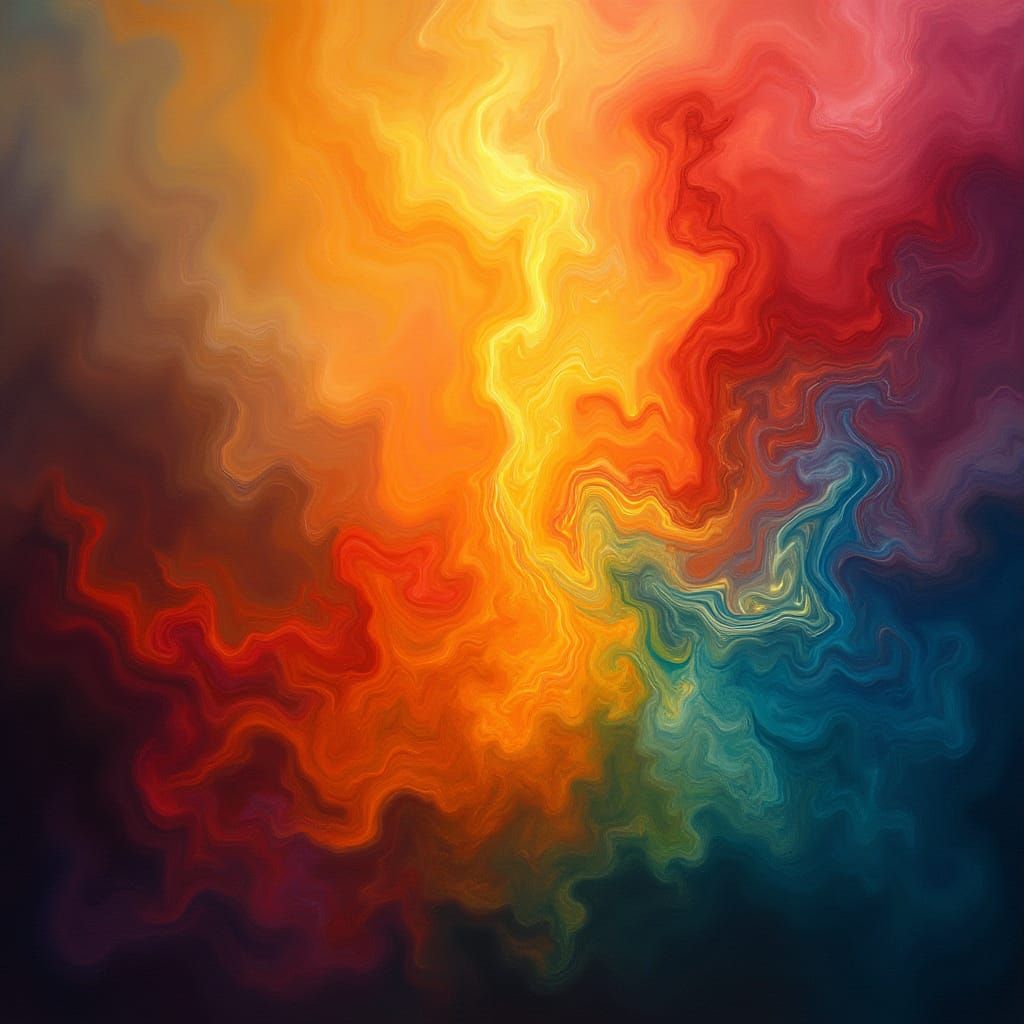 Vibrant Rainbow Flame in Abstract Expressionist Style