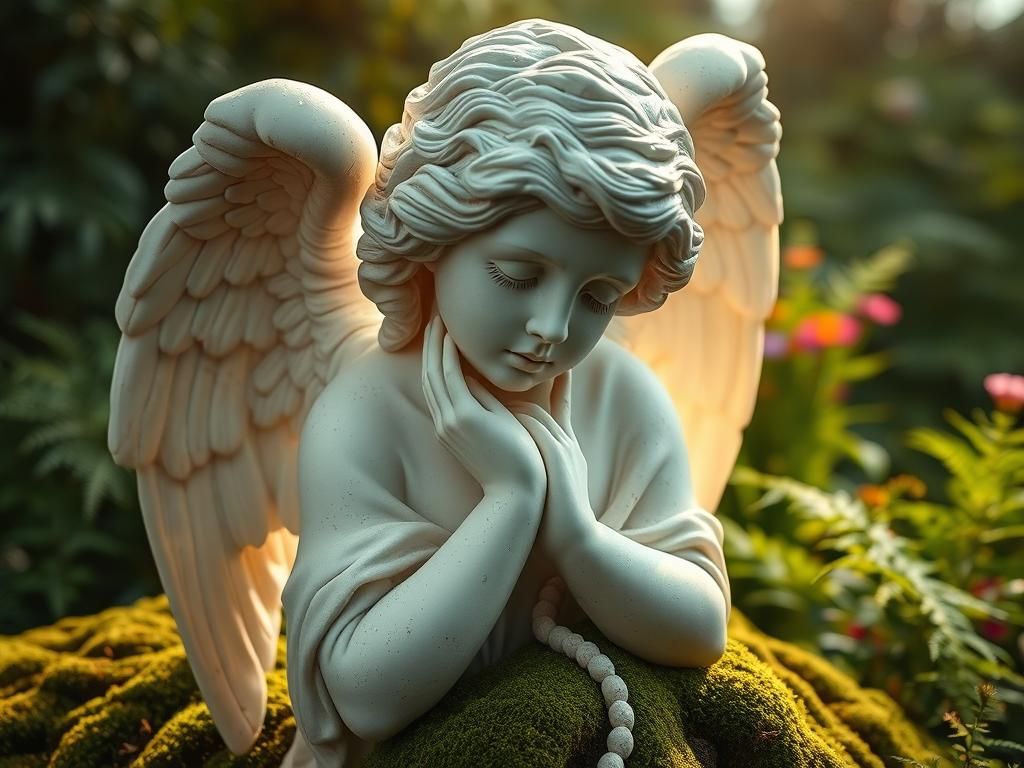 Weeping Angel Marble Statue in Baroque Style