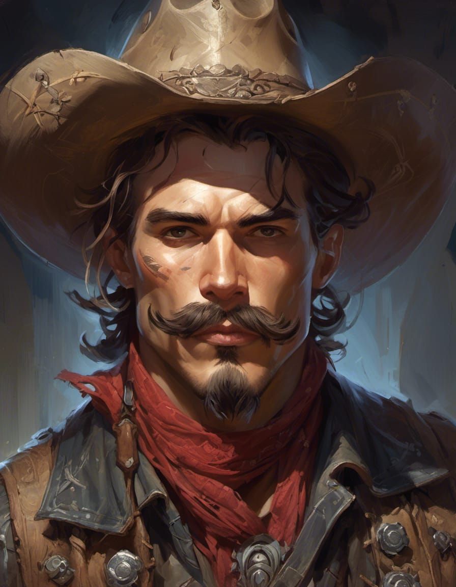 Detailed Cowboy Portrait with Dynamic Lighting