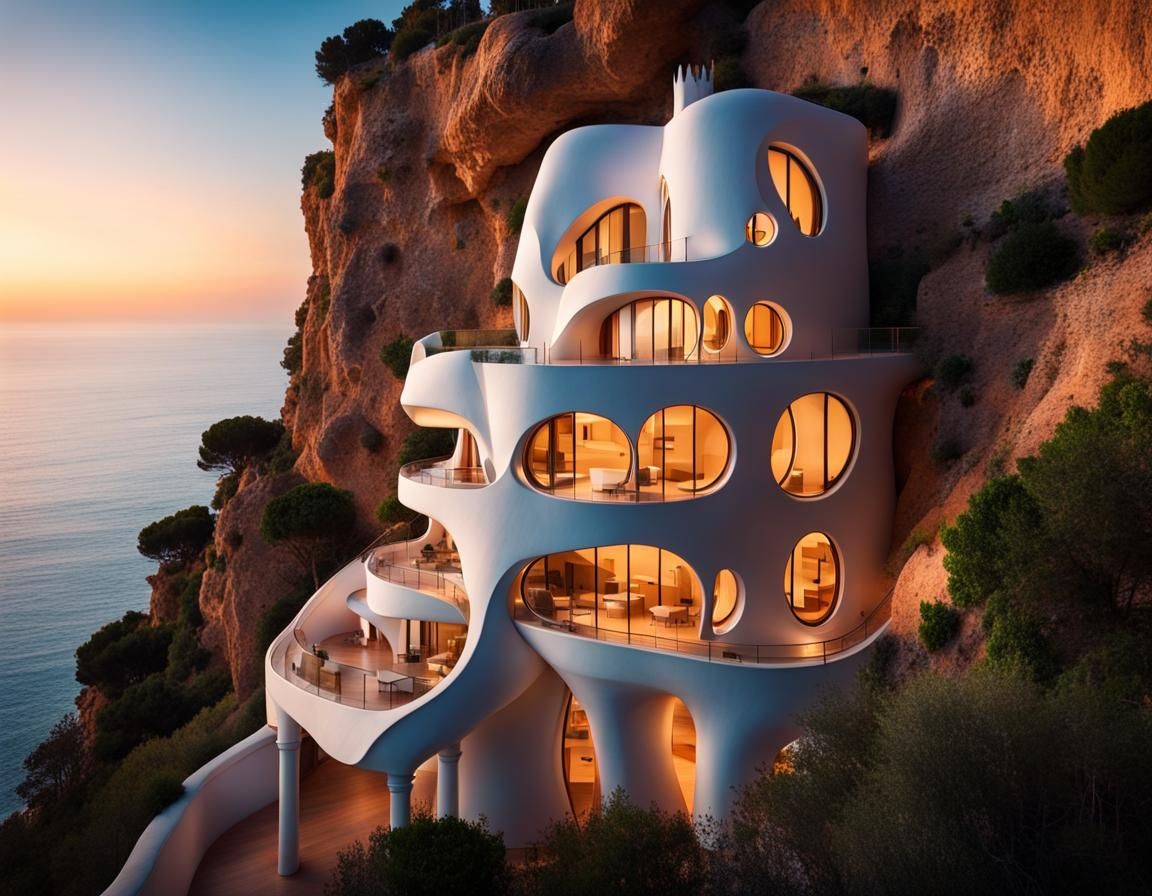 Gaudi-Inspired Utopian House Overlooking Mediterranean Sea