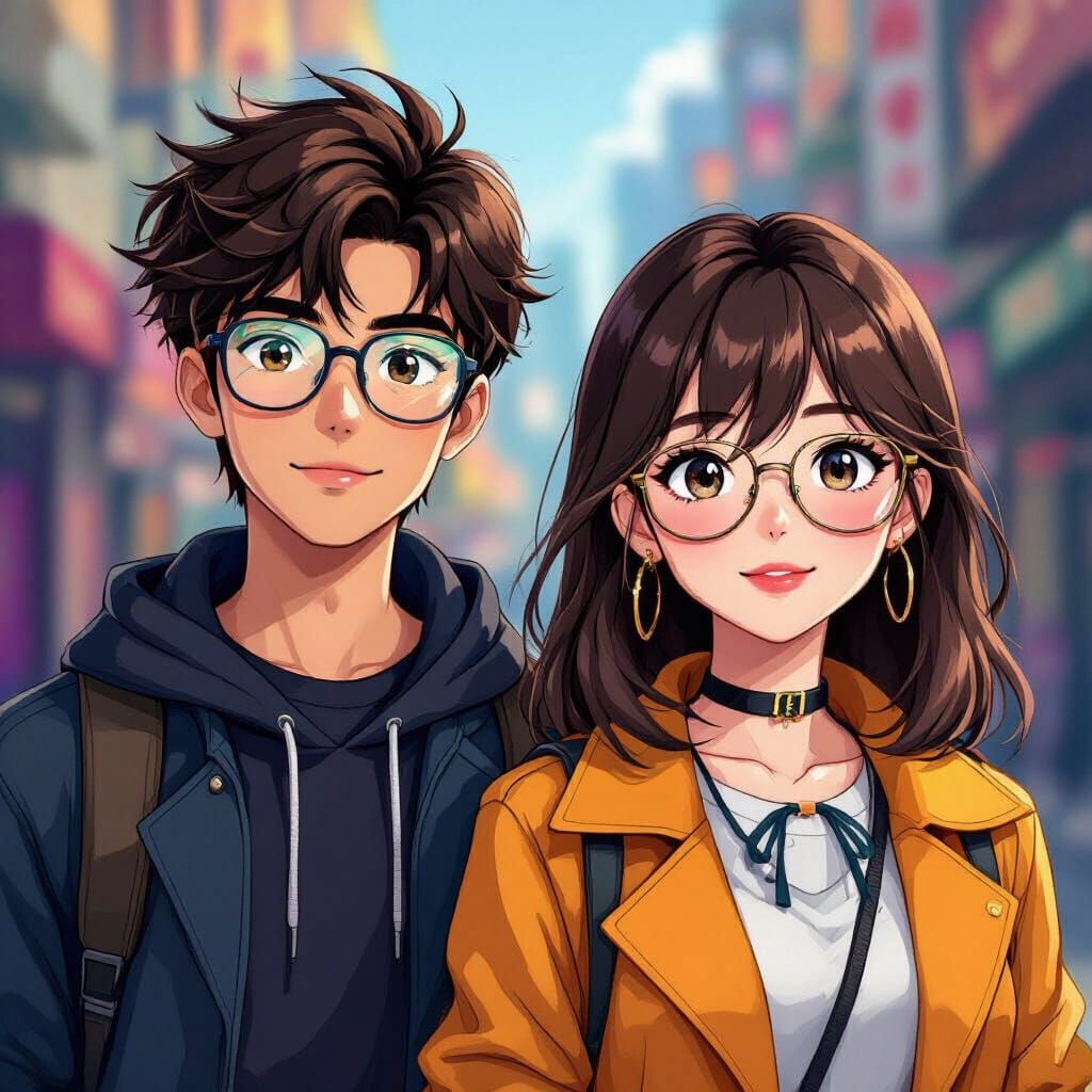 Stylish Students in Anime-Inspired Manga Scene