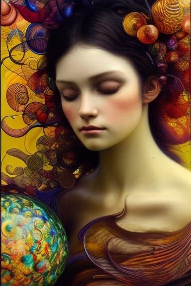 Beautiful Face with Shiny Eyes, Hyperdetailed Portrait