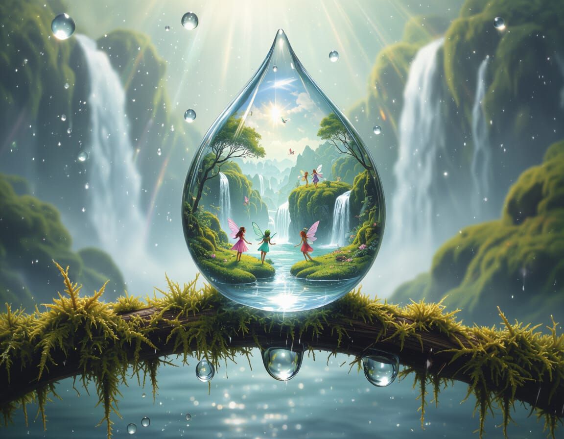 Fairies Dance in Water Droplet Dreamscape