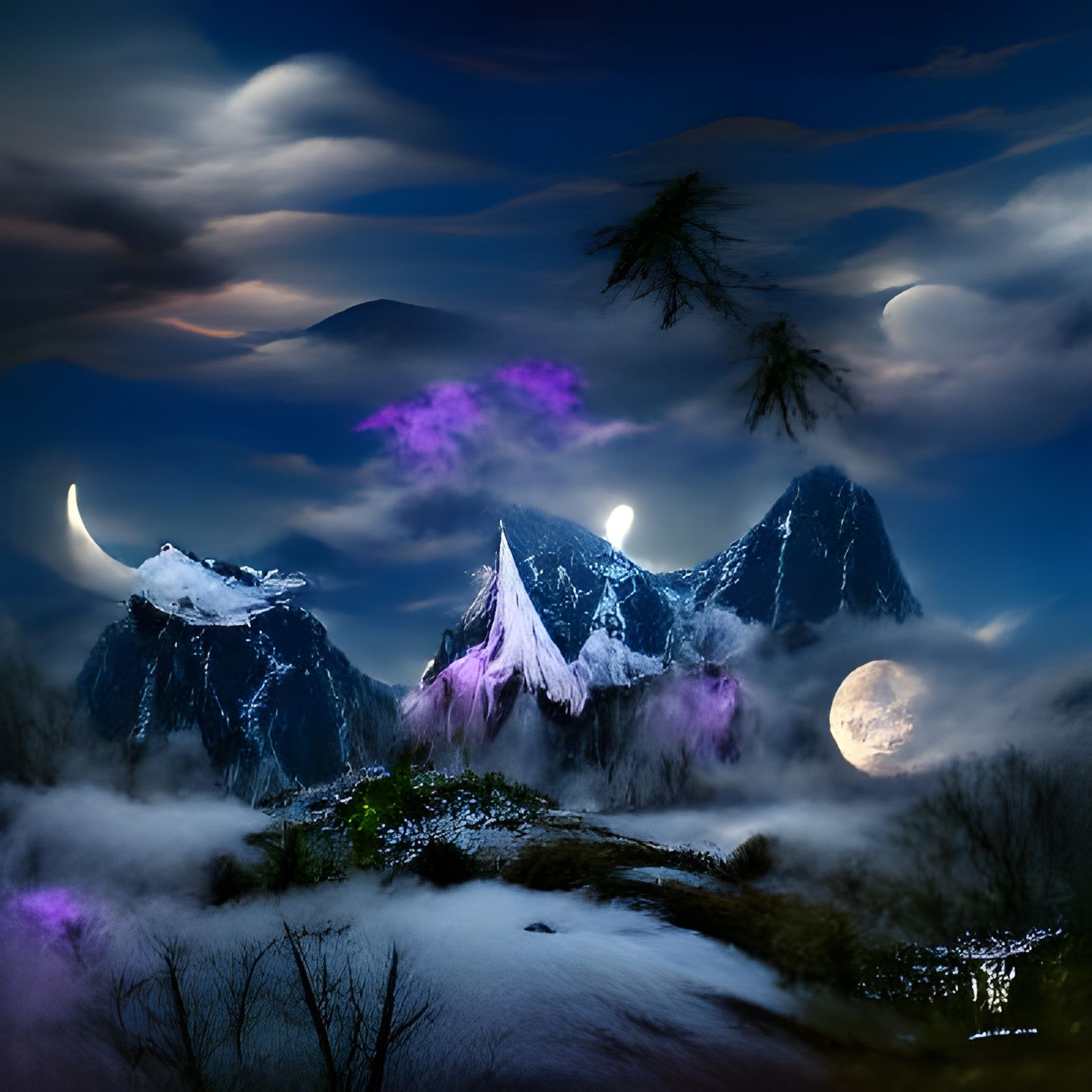 Ethereal Faery Kingdom Under Moonlight