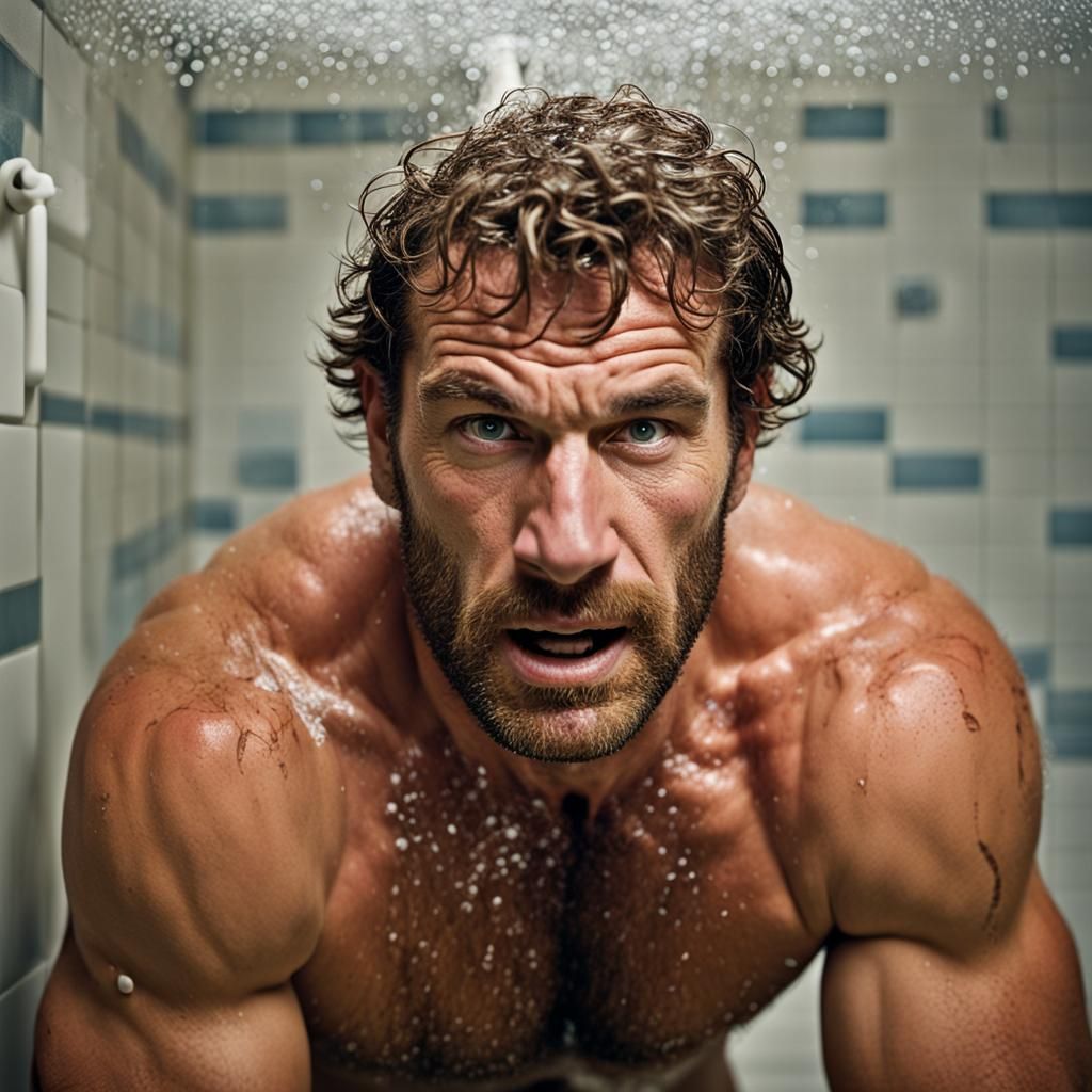 Rugby Players in Shower: Professional Color Portrait