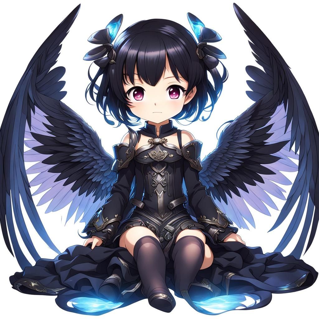 Chibi Black Angel with Aura of Darkness