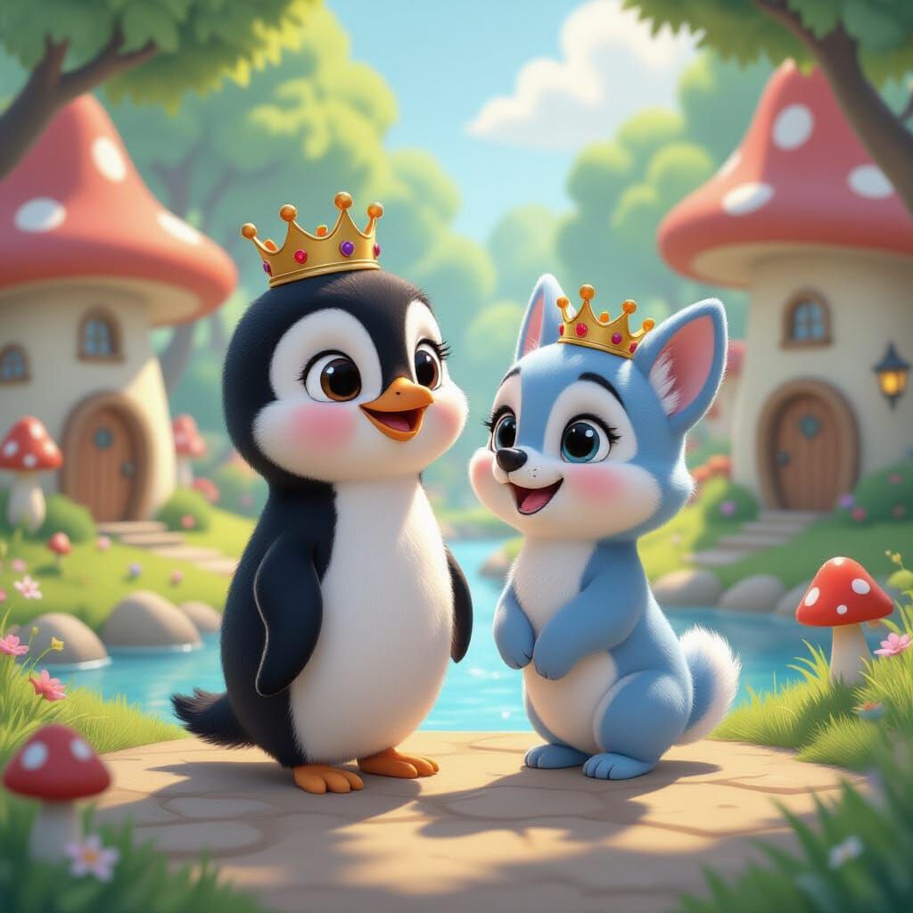 Blue Penguin with Bluey & Bingo in Fairytale Village