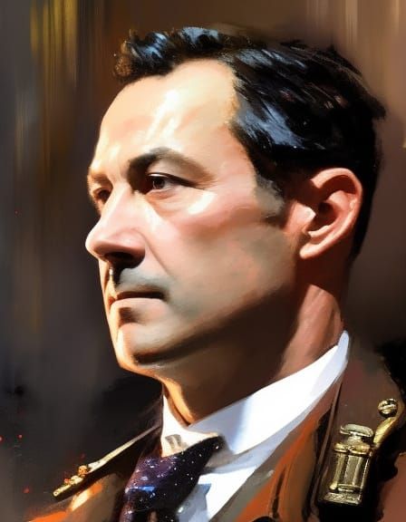 Victorian Detective Portrait in Graffiti Art Style