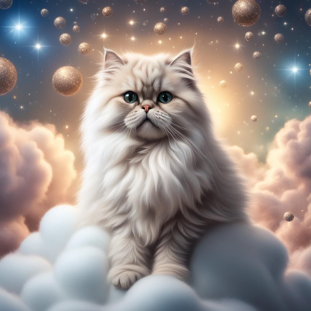 Persian Cat on Cloud: Digital Matte Painting